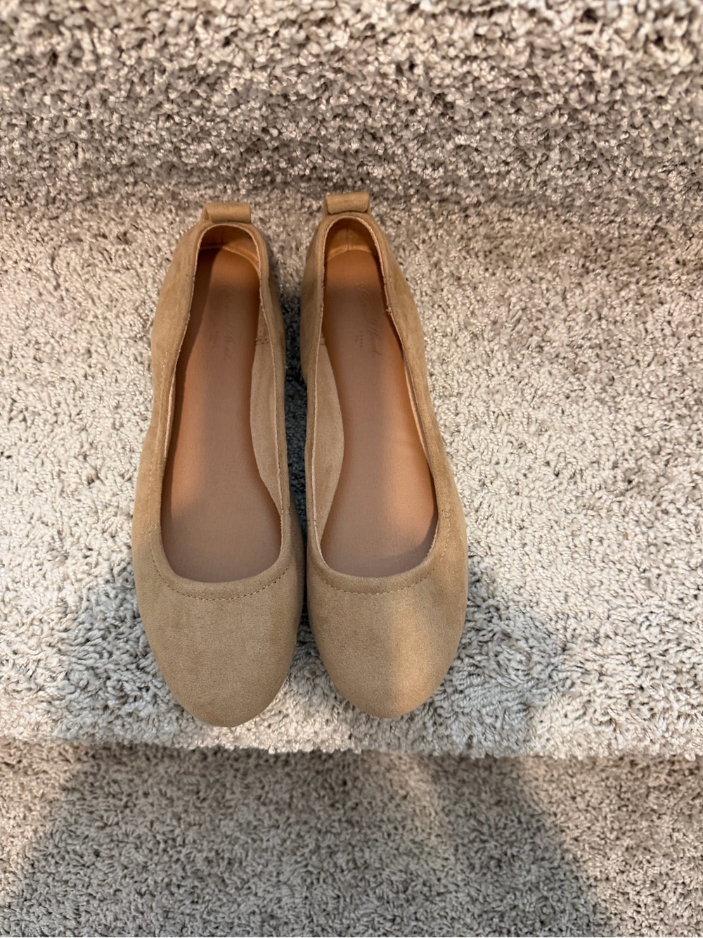 Women's Suede Ballet Flats in Tan
